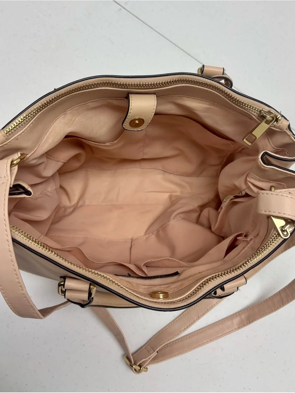 Christian Siriano Blush Beige Satchel with Gold Hardware